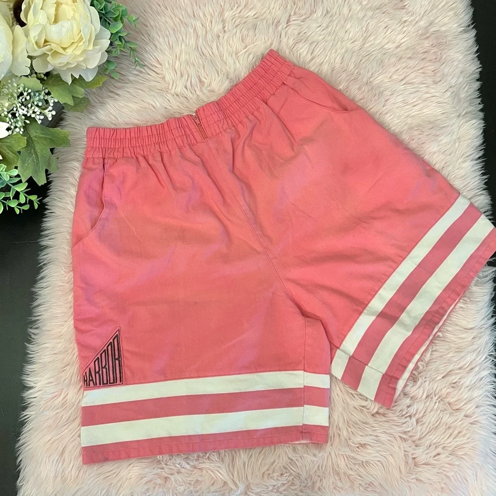 Victoria Harbor Vintage 80s 90s Pink White Stripe Pull On Shorts Sz M As‎ Is